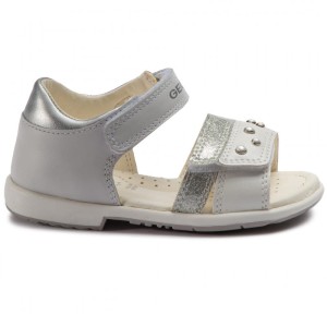 Sandały dziewczęce GEOX B9221A biało-srebrne