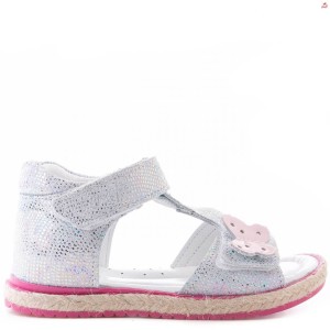 Sandały dziewczęce EMEL E2637A-1 kolorowe holo z motylkiem