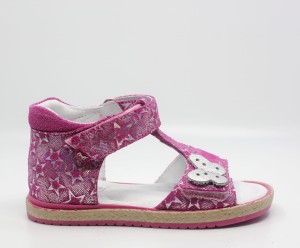 Sandały dziewczęce EMEL E2637A-3  różowo-srebrne z motylkiem