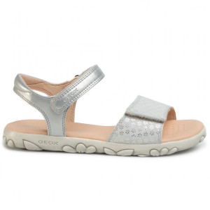 Sandały dziewczęce GEOX J028ZA srebrne