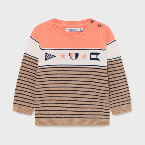 Sweter chłopięcy MAYORAL 1340 pomarańcz/karmel/paski
