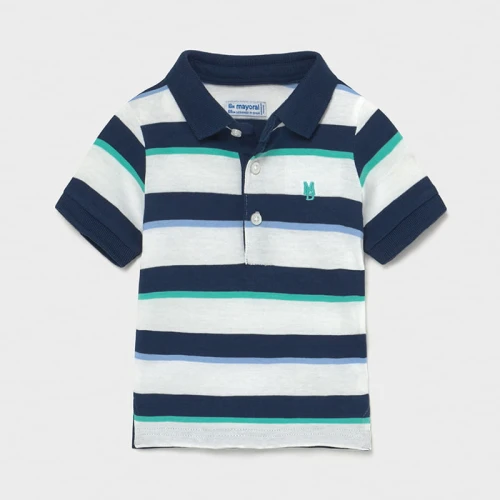 Polo chłopięce MAYORAL 1107 biały/granat/paski