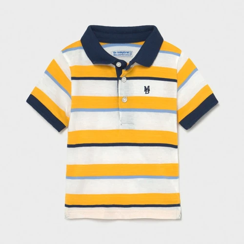 Polo chłopięce MAYORAL 1107 biały/musztarda/paski