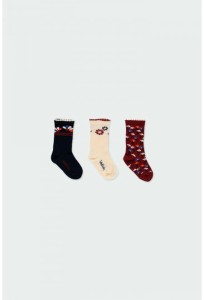 Skarpetki dziewczęce BOBOLI 291002 krem/granat