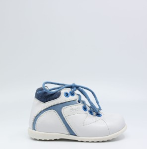 Buty EMEL E1076-13 białe z niebieskimi sznurówkami
