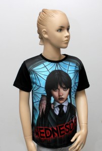 Bluzka dziewczęca Wednesdey nadruk czarna