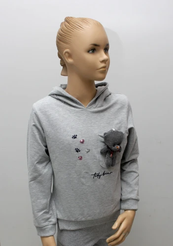 Bluza dziewczęca z misiem szara