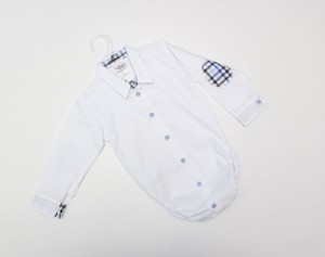 Koszulo-body chłopięce ARTEX białe, niebieska kratka