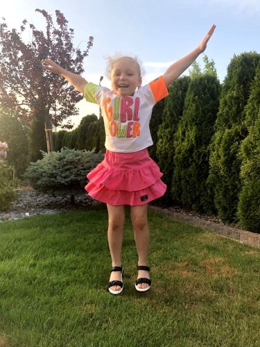 Spódnica dziewczęca z falbankami neonowy róż