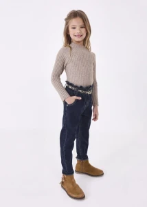 Spodnie slouchy z paskiem MAYORAL 4501 ciemny jeans
