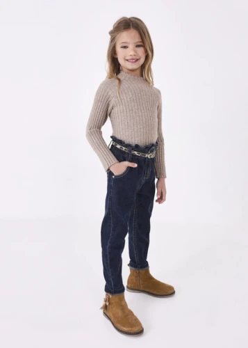 Spodnie slouchy z paskiem MAYORAL 4501 ciemny jeans