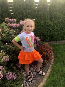 Spódnica dziewczęca z falbankami pomarańcz neonowy