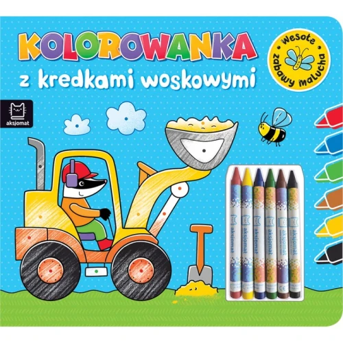 Kolorowanka z kredkami woskowymi. Wesołe zabawy malucha
