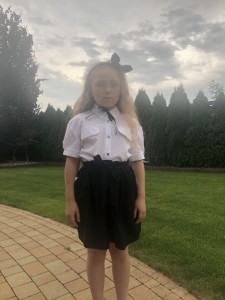 Czarna spódniczka dla dziewczynki wysoki stan, kokarda