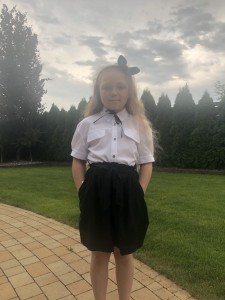 Czarna spódniczka dziewczęca wysoki stan, kokarda