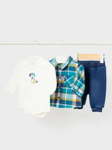 Komplet chłopięcy MAYORAL 2530 jeans/krata