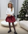 Sukienka okazjonalna Anbor kremowo bordowa