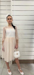 Sukienka wizytowa SLY 7C/SM/19 łososiowa