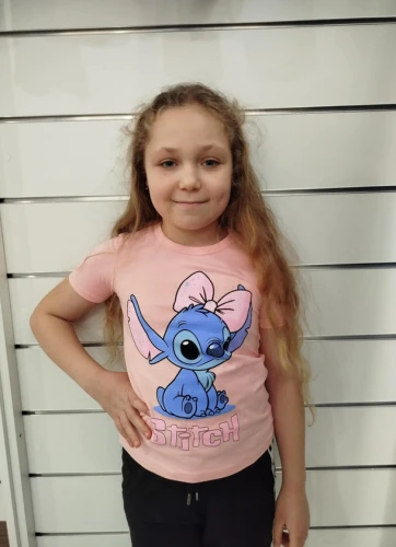 Koszulka dziewczęca STITCH łososiowa