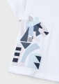 Koszulka z motywem geometrycznym dla chłopca MAYORAL 3029 biała