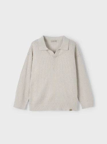 Sweter z kołnierzykiem polo dla chłopca 3367 beżowy
