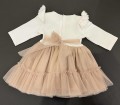 Elegancka sukienka dziewczęca z tiulem beżowa