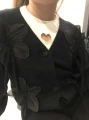 SWETER DZIEWCZĘCY Z KWIATAMI 3D CZERŃ