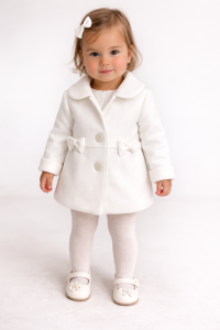 Elegancki płaszcyk do chrztu dla dziewczynki śmietankowy