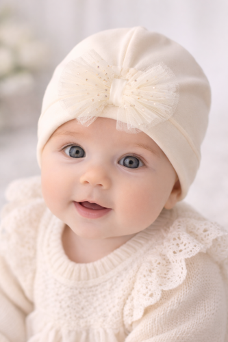 Czapka dziewczęca BROEL ADINA kremowa