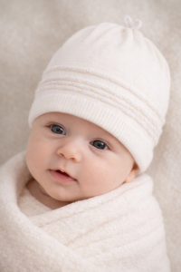 Czapka dziewczęca JAMIKS KLAMERA kremowa