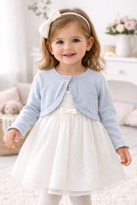 Bolerko dziewczęce MAYORAL (314.15) niebieski długi rękaw zapinany na 1 guzik