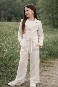 Elegancki 2-częściowy garnitur dziewczęcy biel