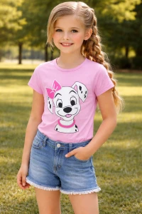 Bluzka dziewczęca z pieskiem różowa