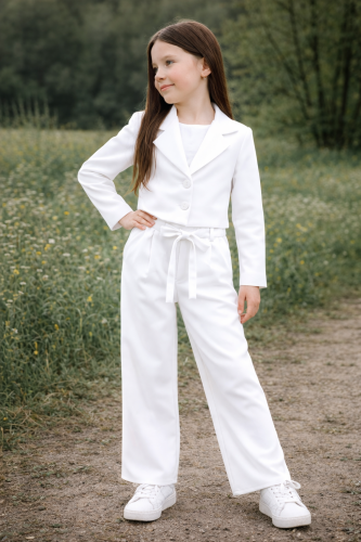 Elegancki 2-częściowy garnitur dziewczęcy biały