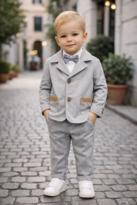 Garnitur do chrztu chłopięcy Artex szary