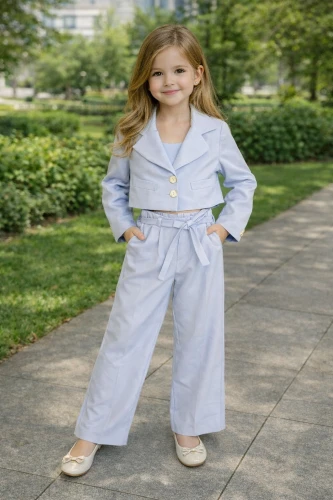 Elegancki garnitur dziewczęcy 2-częściowy błękitny