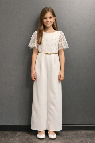 Elegancki kombinezon dziewczęcy Anagri w kolorze białym