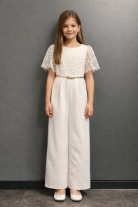 Elegancki kombinezon dziewczęcy Anagri biały