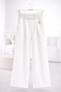 Spodnie dziewczęce z wysokim stanem Anbor w kolorze białym