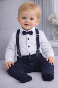 Elegancki komplet chłopięcy granat, biały