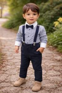 Komplet chłopięcy ARTEX granatowy, kratka