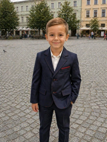 Marynarka chłopięca Jankes granatowa z czerwonym obszyciem
