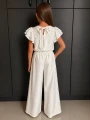 Elegancki 2- częściowy komplet dla dziewczynki z koronką biały
