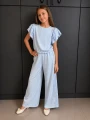 Elegancki 2-częściowy komplet dziewczęcy z koronką niebieski