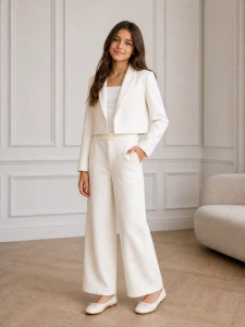 Eleganckie spodnie dziewczęce ORIGINAL MARINES DGP3128F kremowe