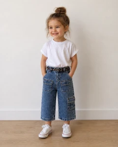 Spodnie dziewczęce ORIGINAL MARINES DFA1410NF jeans z paskiem w panterkę.