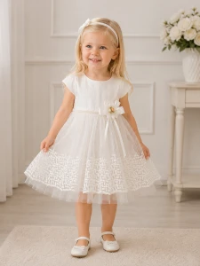 Elegancka sukienka dziewczęca 1721 biała