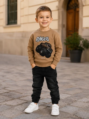 BLUZA CHŁOPIĘCA ZE ŚWIĘCĄCĄ APLIKACJĄ BEŻ