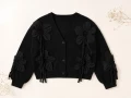 SWETER DZIEWCZĘCY Z KWIATAMI 3D CZARNY