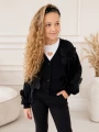 SWETER DZIEWCZĘCY Z KWIATAMI 3D CZARNY